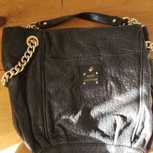 Black leather Juicy Couture bag with gold chains